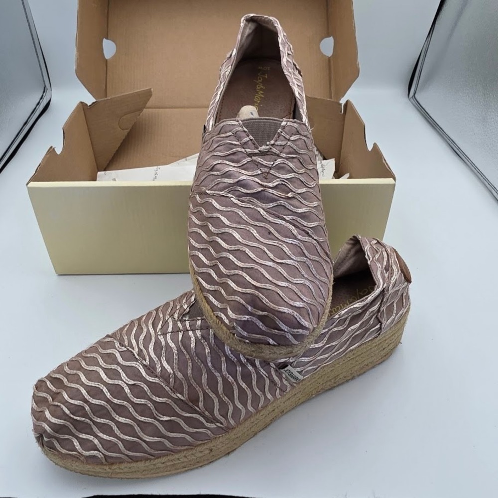 Joy and Mario Coffee Wave Pattern Espadrille Wedge Flats Women Size 10
